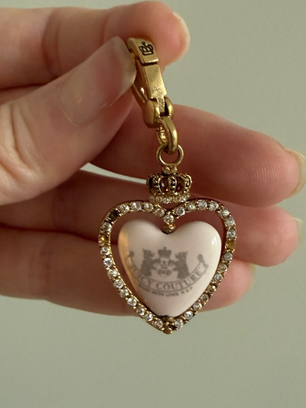 Juicy Couture Gold Heart Pendant Charm with Crown